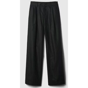 GAP Women's‎ Linen Wide Leg Pants Black Size 4 Petite Tailored Office Work